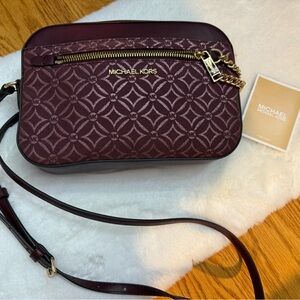 Michael Kors Patterned Burgundy Crossbody Bag